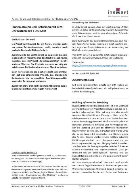 Planen, Bauen und Betreiben mit BIM: Der Nutzen des TU’s BAM