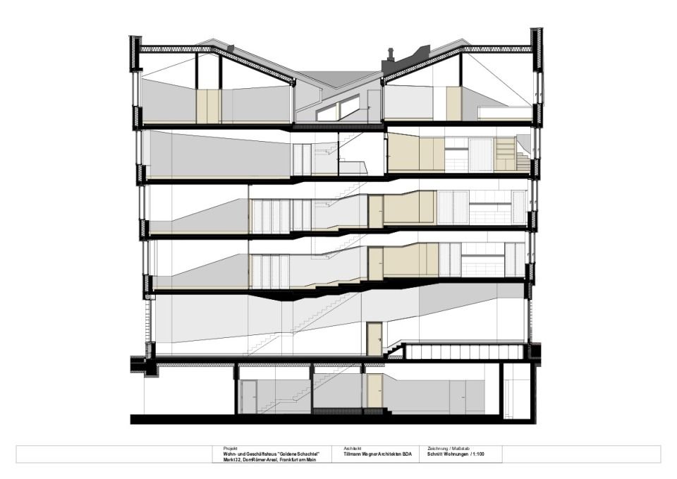 Goldene Schachtel Schnitt durch die Lofts