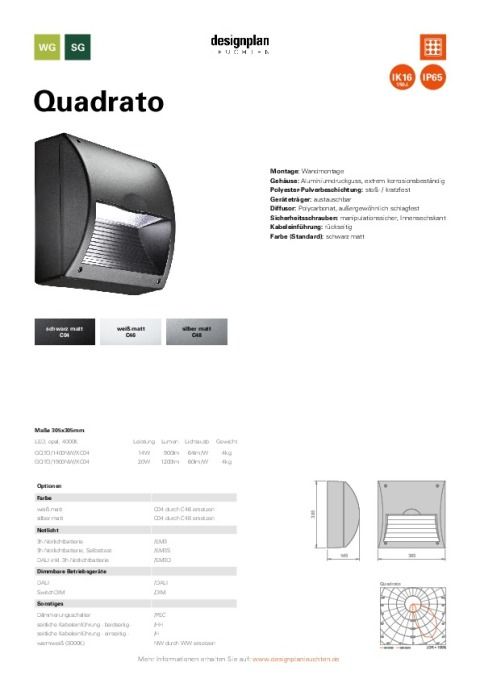 Quadrato Datenblatt