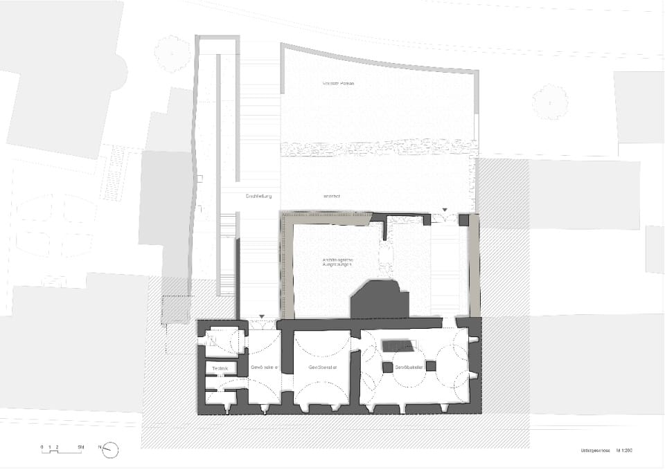 Grundriss Gewölbekeller mit Außenanlagen