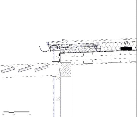 Detail: Verbindung zwischen Dach und Pergola