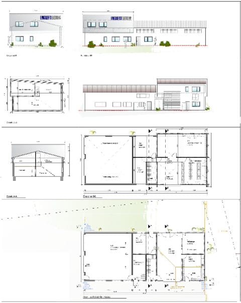 Quadratischer Anbau in Sichtbeton für ein Labor mit Lager- und Logistikbereich