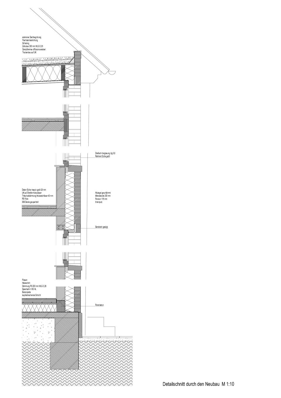 Detailschnitt durch den Neubau