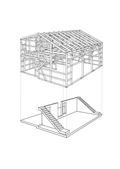 Holzrahmenwerk, Betonbasis