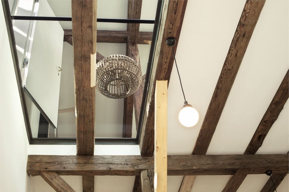 Glasfläche Decke EG mit Blick ins OG
