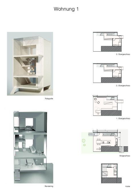 Lana Eichelmann Wohnung 1 Grundrisse M=1:50 und Visualisierung
