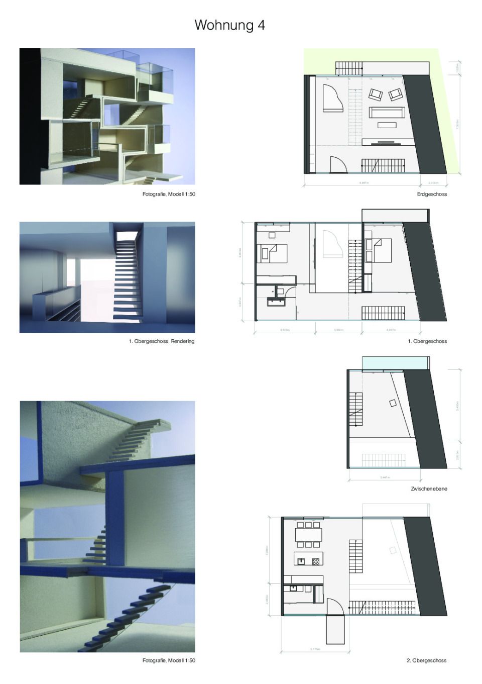 Anja Cambría Oellermann Wohnung 4 Grundrisse M=1:50 und Visualisierung
