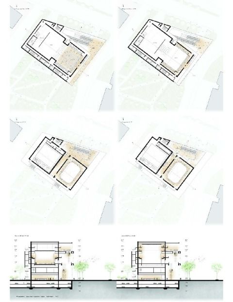 Grundrisse OG4, OG5, OG6, Querschnitt