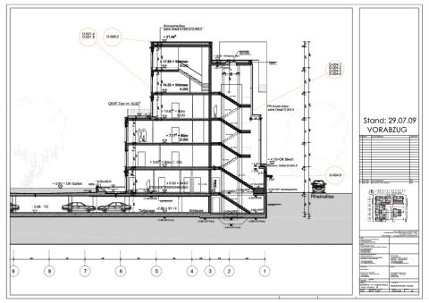 Schnitt B-B und Ansicht Haus 3 Nord