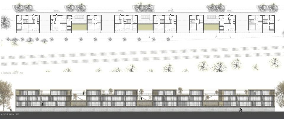 Grundriss 3.OG, Ansicht Süd