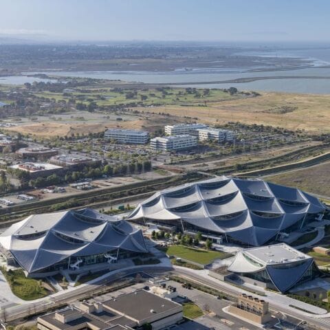 Das Dragonscale-Dach des Google Bay View Campus