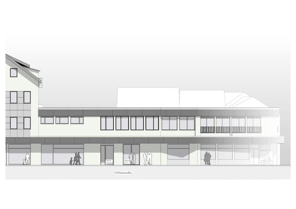 Ansicht Wilhelmstraße - Eingang Forum