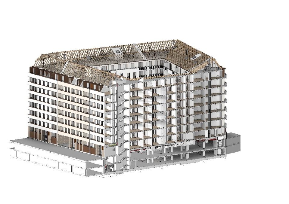 3D-Schnitt Gesamtgebäude