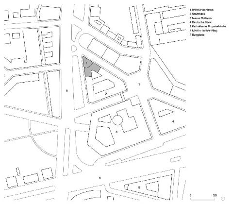 Büro- und Geschäftshaus TRIAS, Lageplan