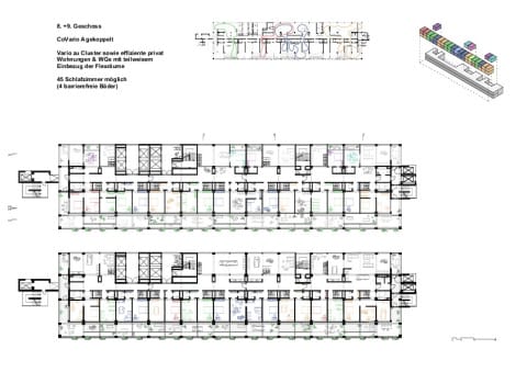 CoVario A, Geschoss 8+9, gekoppelt zu Cluster-Wohnungen durch 