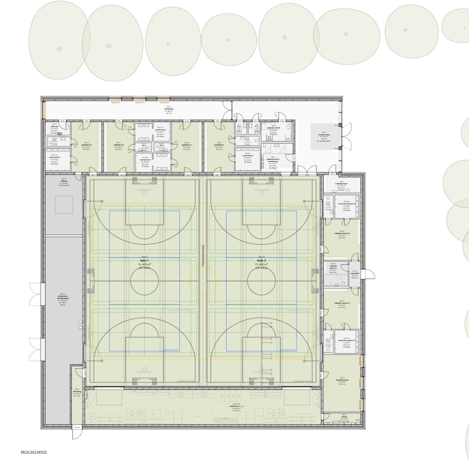 Grundriss Sporthalle Erdgeschoss