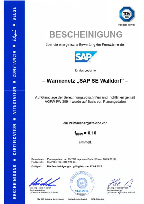 Bescheinigung Wärmenetz