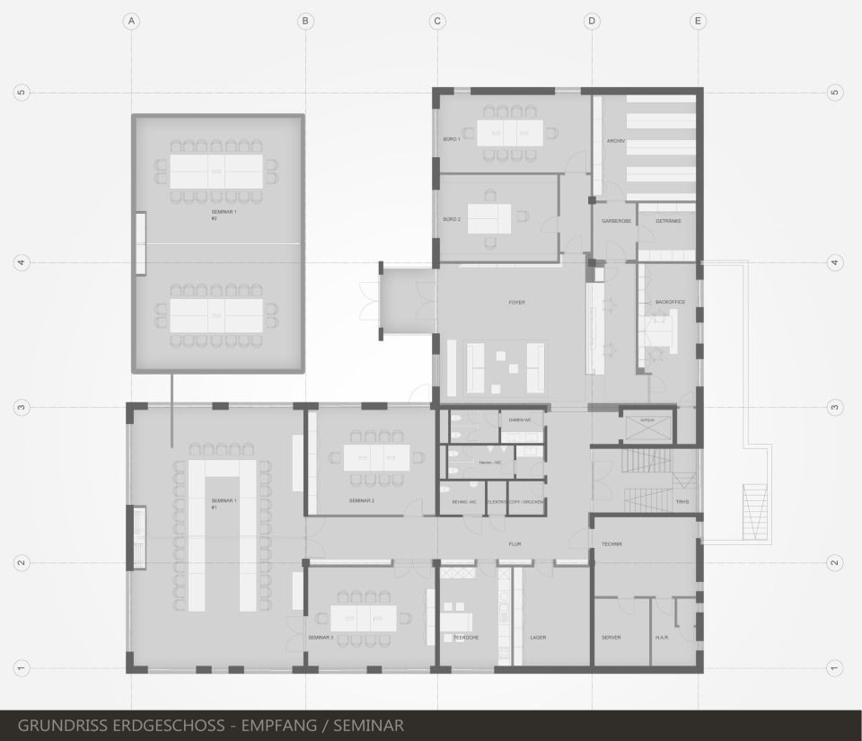 Grundriss EG Empfang und Konferenzbereiche