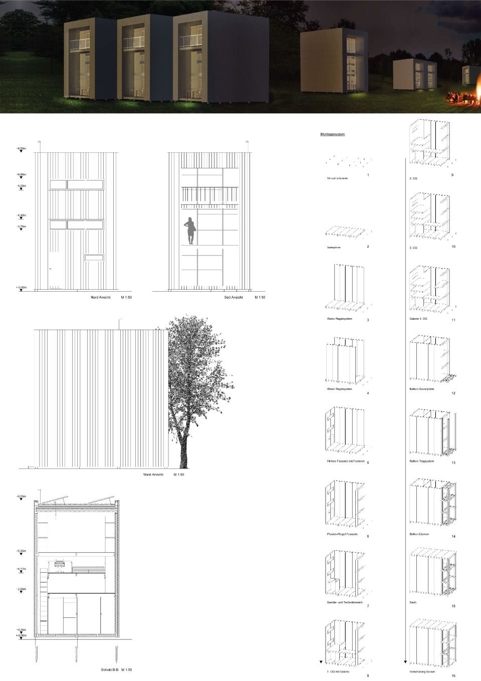 Ansichten/Montageplan