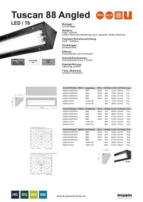 Produktdatenblatt Tuscan 88 Angled