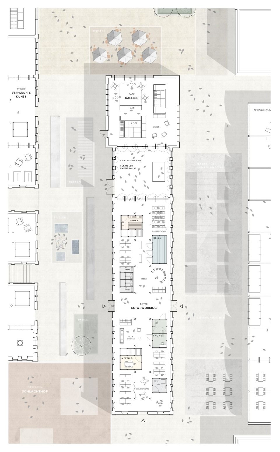 Grundriss »Co(w)-Working« und »Café Kaelble«