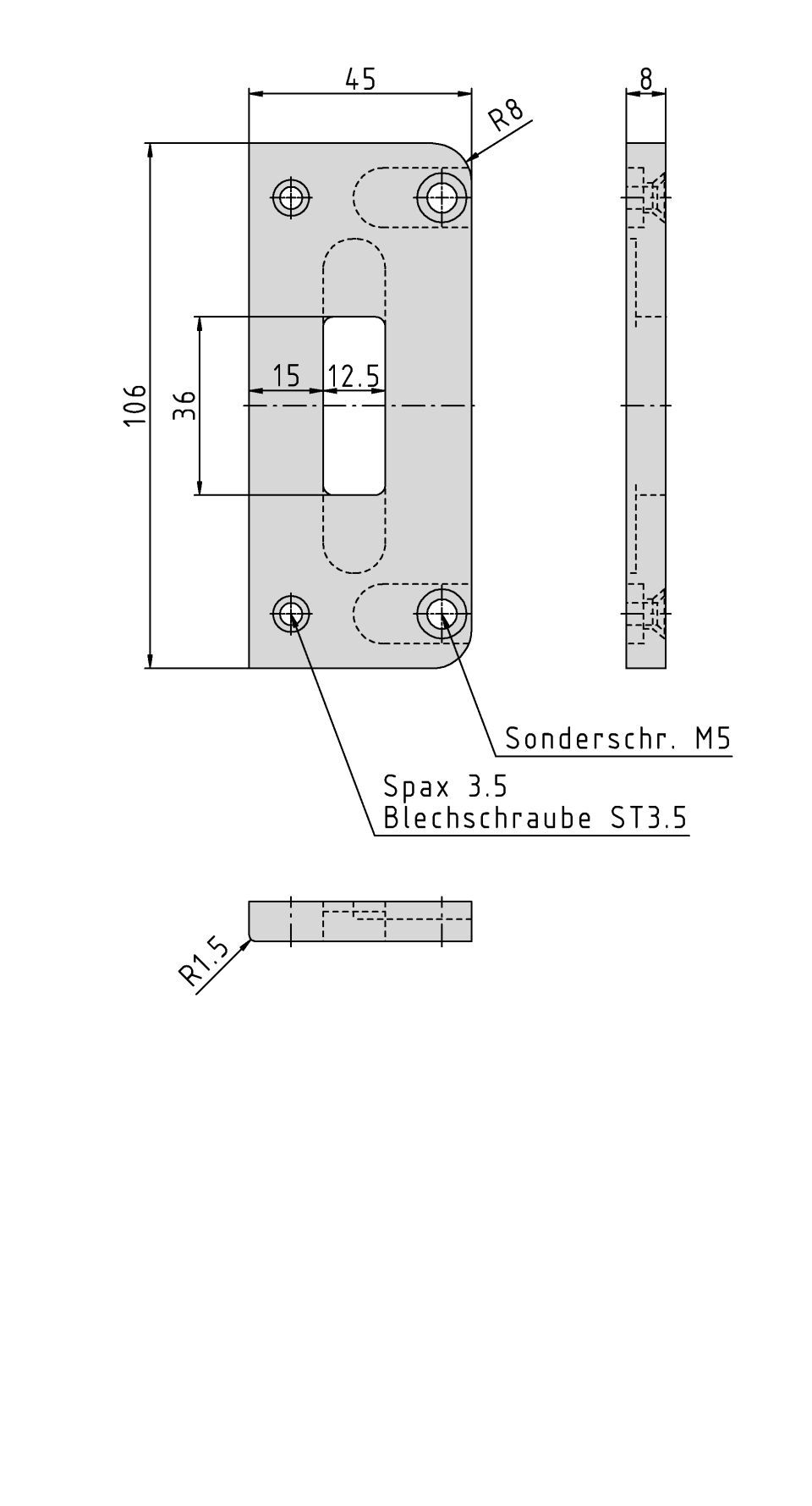 STABILO ® Schließblechsystem SBL Decora 45 1-Loch GU SH2