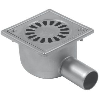 BLÜCHER COMPACT Ablauf 100X100 verschraubte Abdeckung D32mm, waagerecht