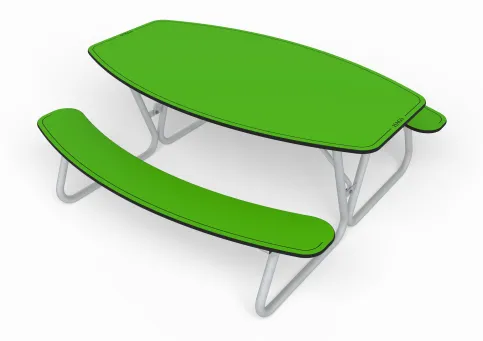Bank-Tisch-Kombination Linnea, Auflagen aus HPL (Hochdrucklaminat 18 mm), Gestell aus verzinktem Stahl