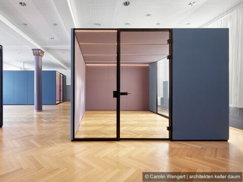 Modulares Baukastensystem für zirkuläre Innenräume