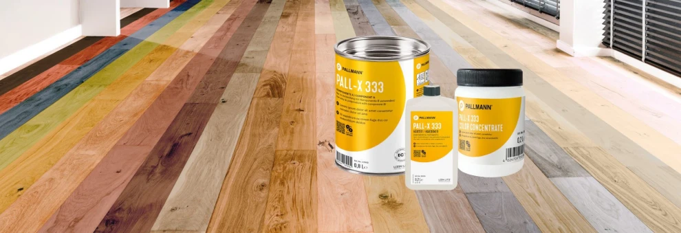 Die PALLMANN COLOR COLLECTION 2.0 besteht aus der neutralen Ölgrundierung PALL-X 333 als Grundkomponente A, dem Härter B und dem Farbkonzentrat als Komponente C.