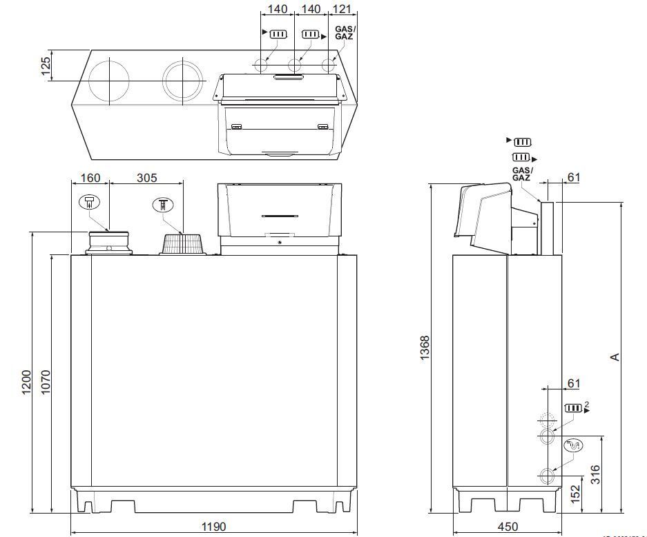 Remeha Gas-Brennwert-Standheizkessel Gas 210
