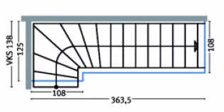 1/4 gewendelte Treppe