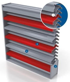 Wetterschutzgitter Bold Line mit zwei Lamellentiefen für Muster, Fabren und Schattenlinein im Fassadendesign
