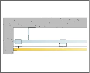 geklebt auf abgehängte Decke