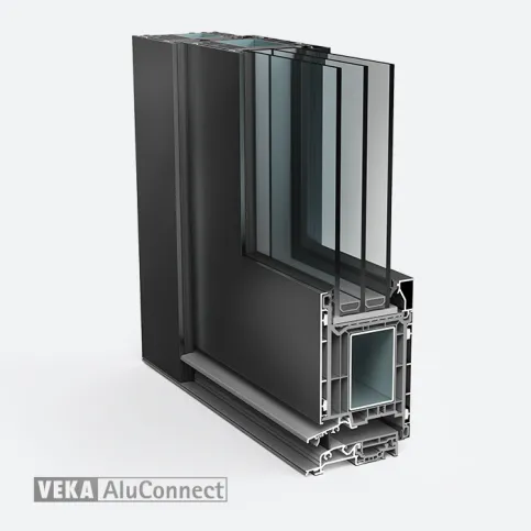 VEKA AluConnect Haustürprofil als Kombination aus hochwertigen Aluminiumoberflächen und PVC-Kern
