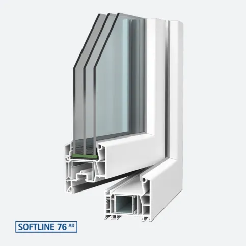 SOFTLINE 76AD mit Anschlagdichtung mit 76 mm Basis-Bautiefe vereint Energie- und Kosteneffizienz.
