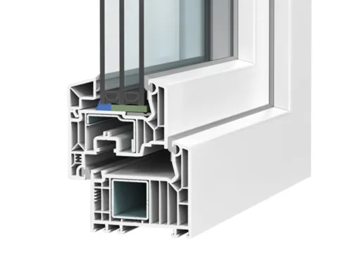 VEKA SOFTLINE 82AD ermöglicht mit speziellen Flügelprofilen die stabile und sichere Glaskantenverklebung.