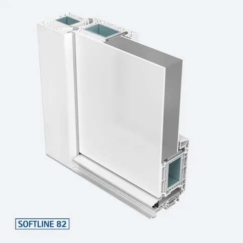 Haustürprofil SOFTLINE 82 mit thermisch optimierter Flügelgeometrie und Dämmwerte von bis zu Ud = 1,2 W/(m2K)