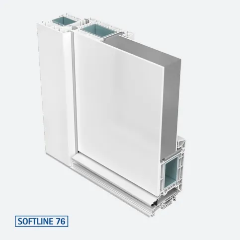 Haustürprofil SOFTLINE 76 mit 76 mm Basis-Bautiefe für energie- und kosteneffiziente Haustüren aus Kunststoff