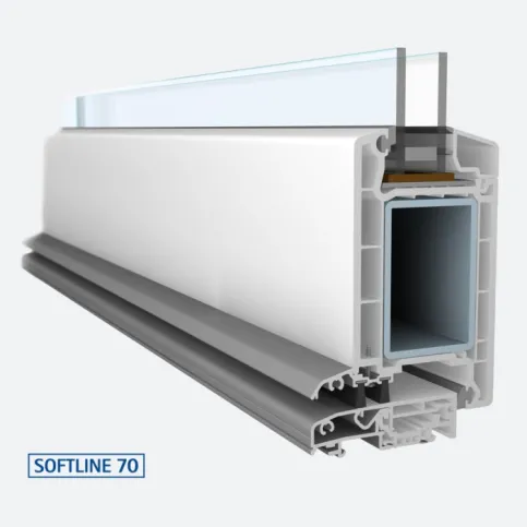 Haustürprofil SOFTLINE 70 mit 70 mm Basis-Bautiefe im klassischen Design mit elegant abgerundeten Kanten