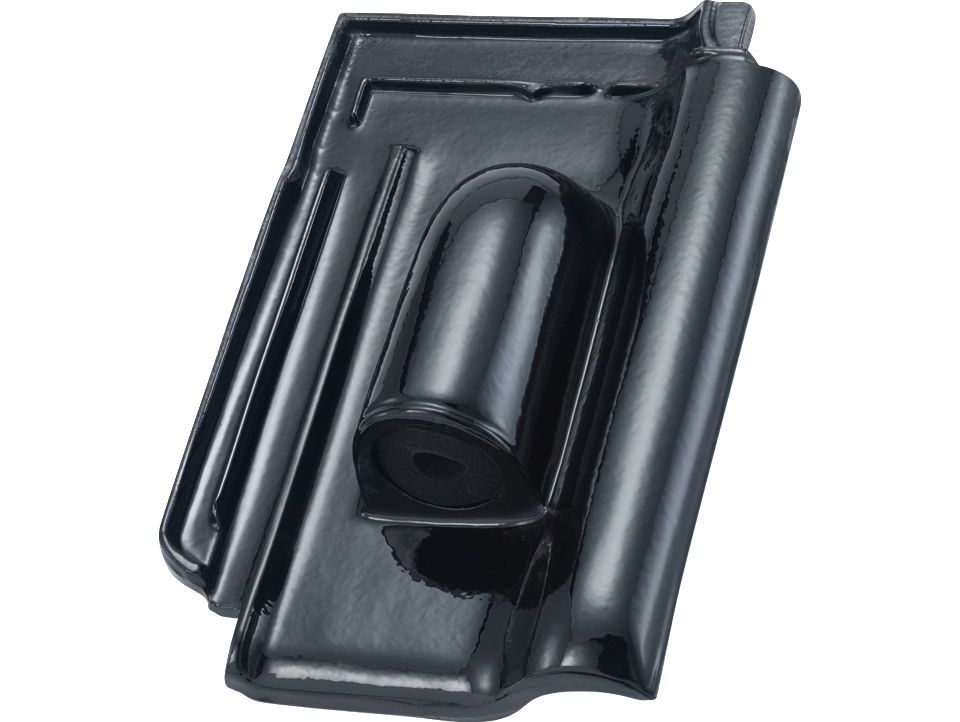RT 860 Laumans TIEFA XLTOP Solaranschlussziegel mit Dichtring schwarz-glasiert