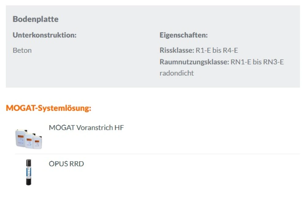 Bodenplatte - Einwirkungsklasse: W1.1-E/ W1.2-E