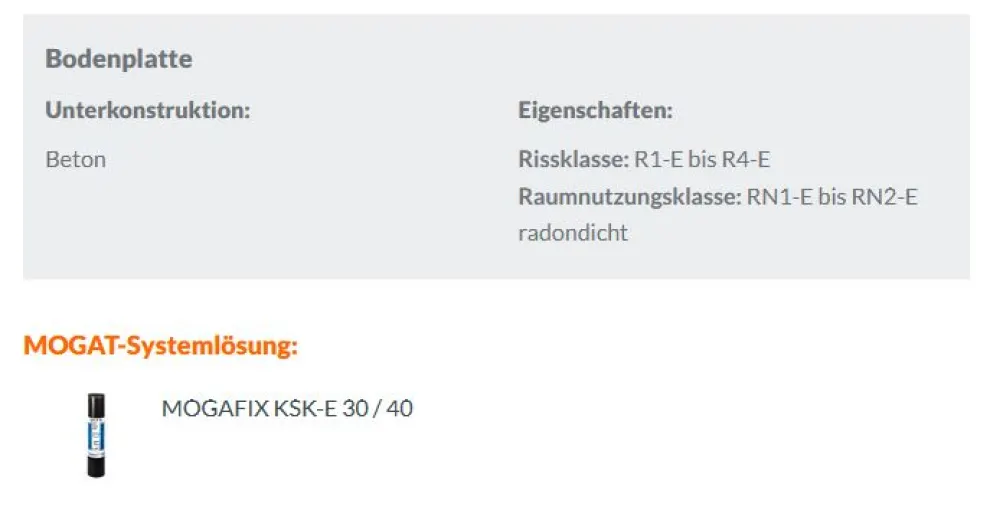 Bodenplatte - Einwirkungsklasse: W1.1-E