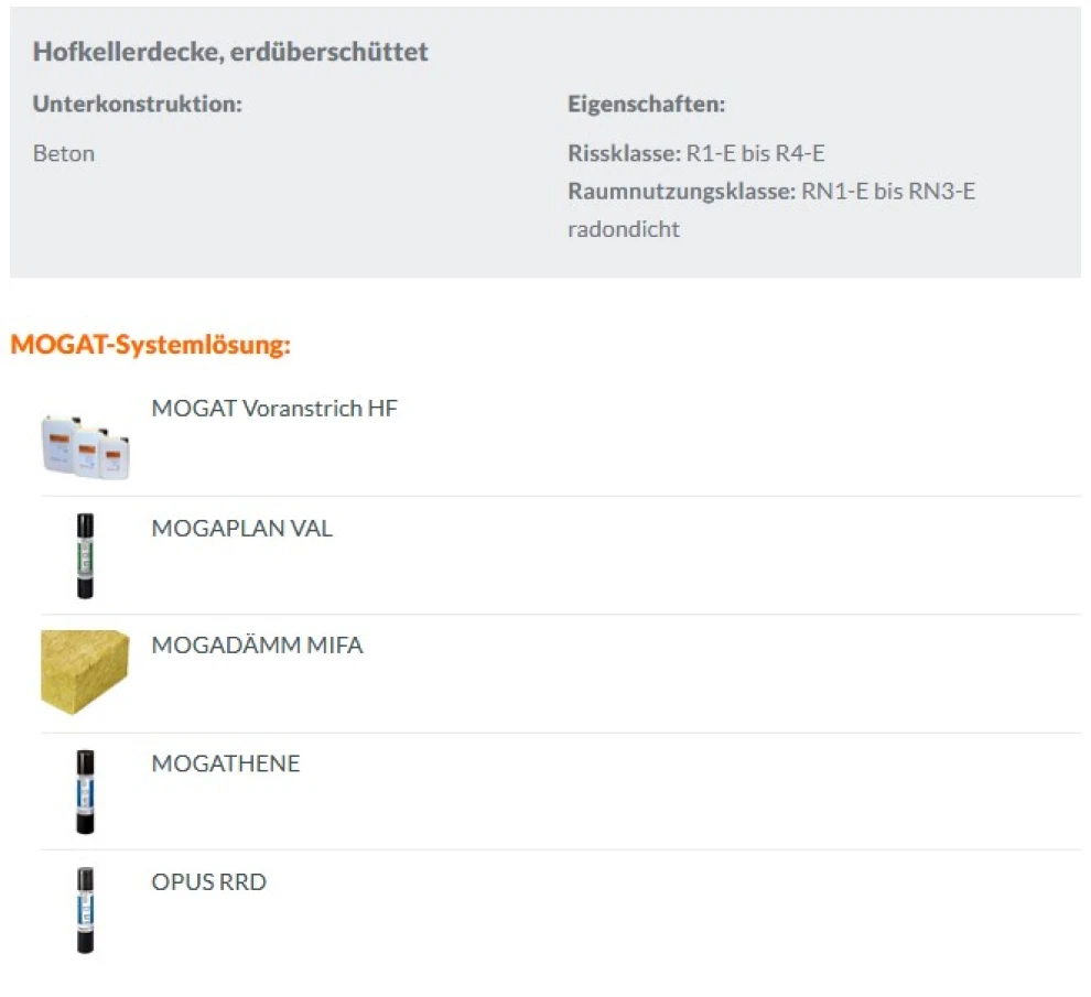 Hofkellerdecke, erdüberschüttet - Einwirkungsklasse: W3-E