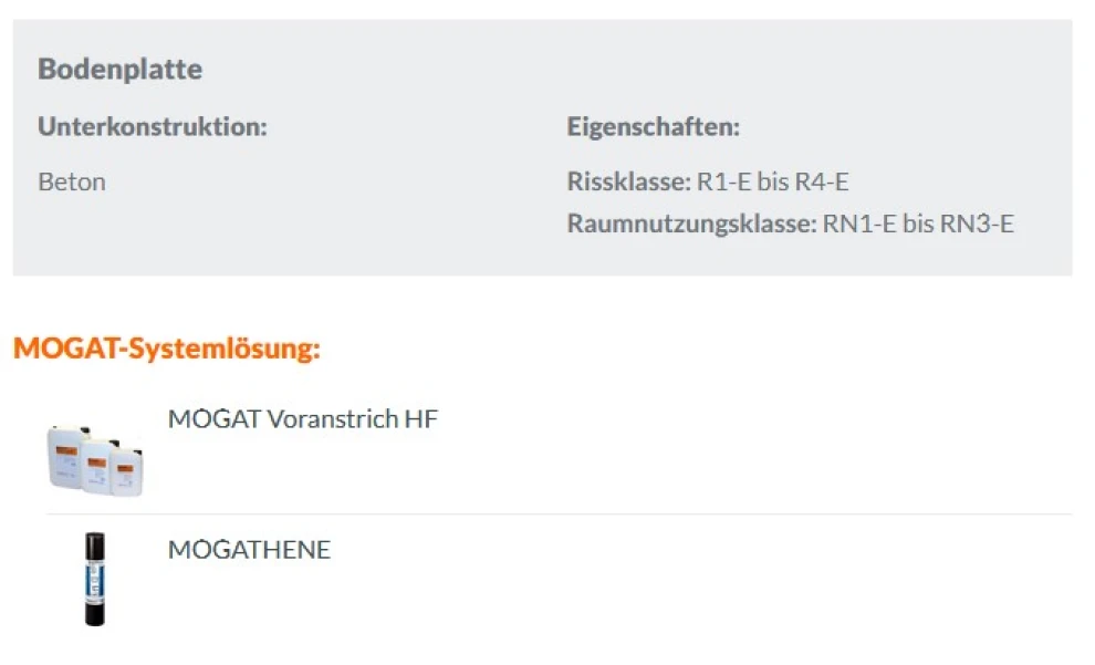 Bodenplatte - Einwirkungsklasse: W1.1-E/ W1.2-E