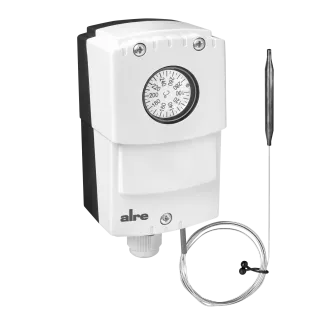 Kapillar-Thermostat, Wandmontage, 100…280°C, Hysterese einstellbar 8..50K, Inneneinstellung, Kapillarlänge 1,8m