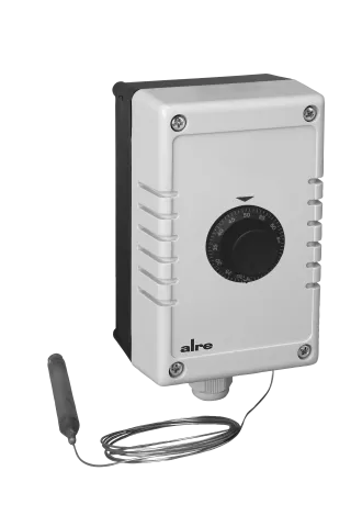 Kapillar-Thermostat, Wandmontage, 20…80°C, 2-stufig, Schaltdifferenz zwischen den Stufen einstellbar 1..7K, Kapillarlänge 1,5m