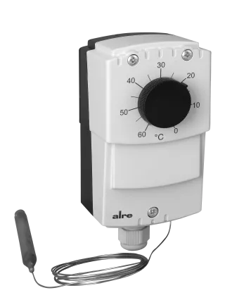Kapillar-Thermostat, Wandmontage, 0…60°C, Hysterese einstellbar 2..20K, Außeneinstellung, Kapillarlänge 1,8m