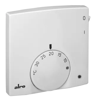 Raumtemperaturregler, Aufputz superflach, 5…30°C, 230VAC, 2(1)A, Öffner, ECO-Funktion, Anzeige Heizen, Schalter EIN/AUS