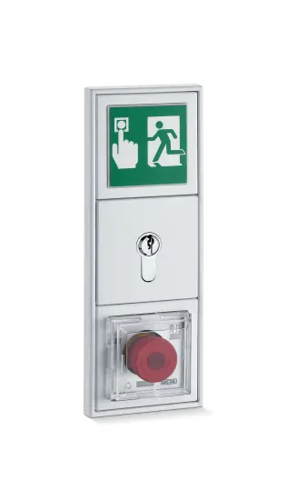 TZ 320 BSN UP - EN 13637 – Türzentrale zur Steuerung von Fluchtwegtüren mit beleuchtetem Fluchtwegschild, Schlüsseltaster und Netzteil